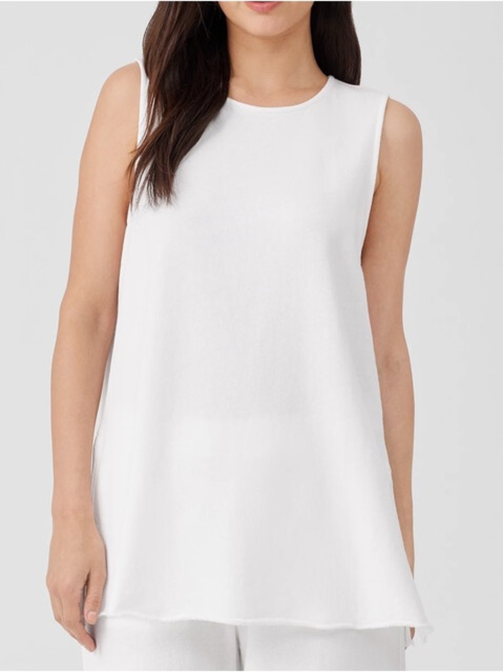 Eileen Fisher Lightweight Organic Cotton Terry Long Tank Easy Fit neutral